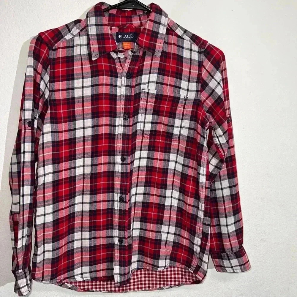 The Childrens Place Long Sleeve Plaid Dress Shirt Boys 10/12‎